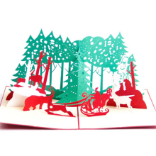 FQ Marke Boutique Büttenpapier schneiden Weihnachten 3d Pop-up-Grußkarte